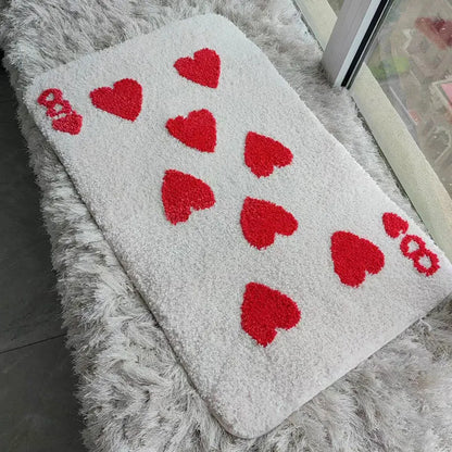 8 of Hearts Card Tufted Rug
