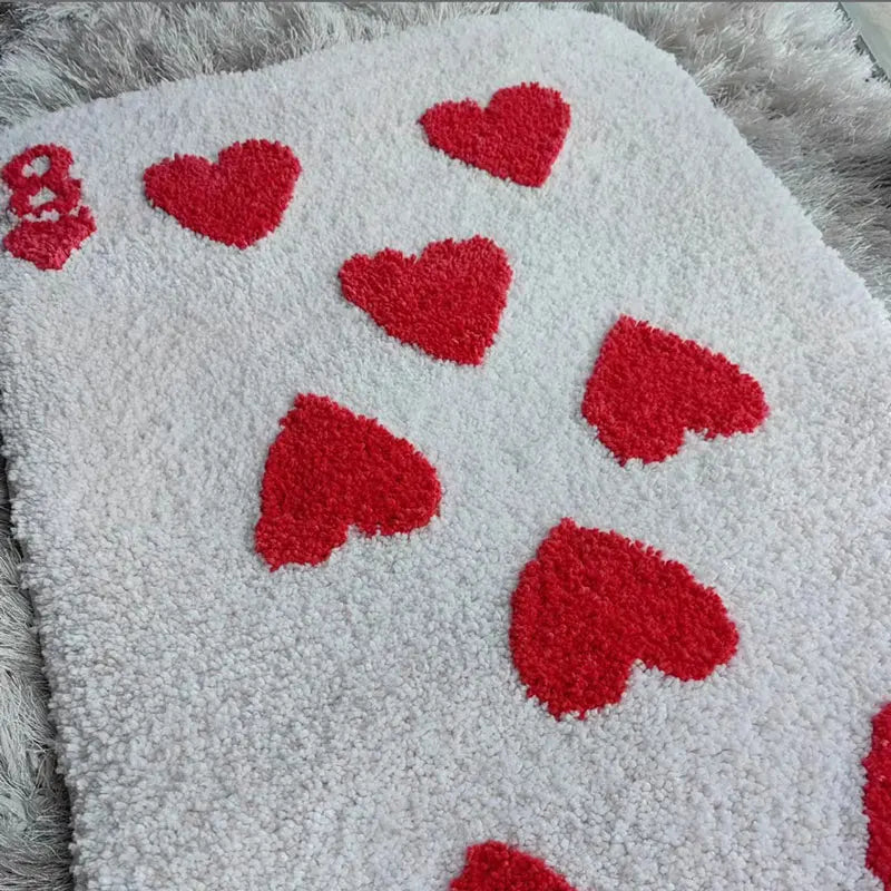 8 of Hearts Card Tufted Rug