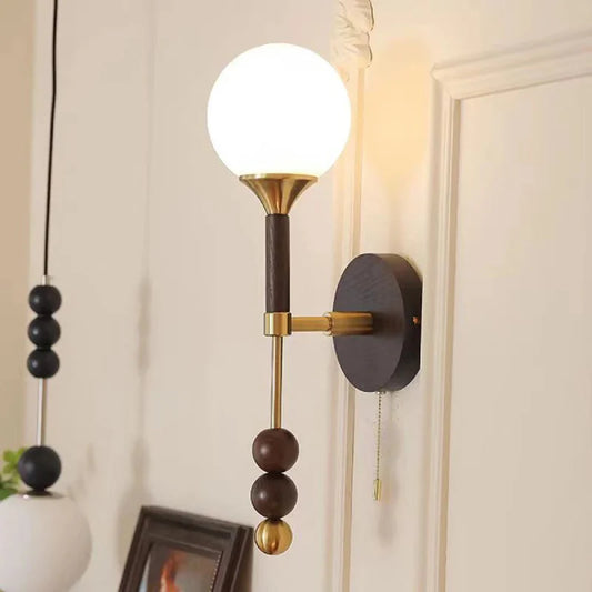 Colonia Vintage Wood and Glass Globe Lamps