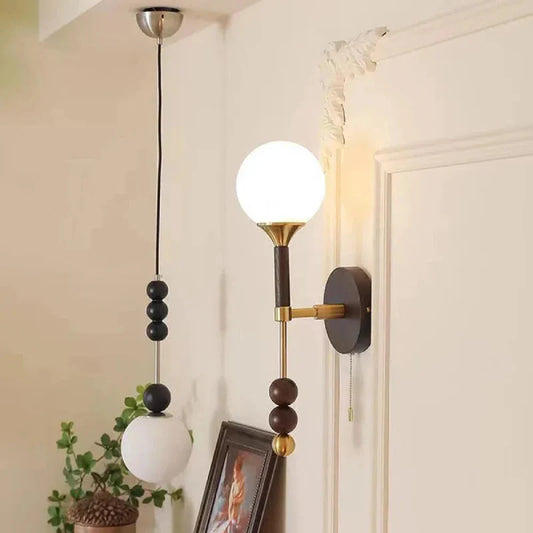 Colonia Vintage Wood and Glass Globe Lamps