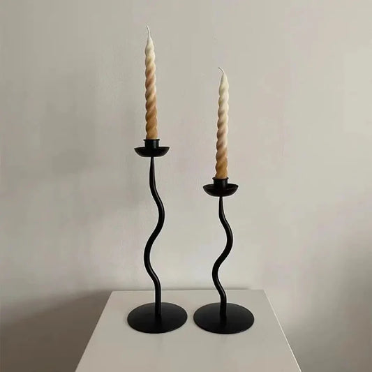 Deco Wave Iron Candle Holder