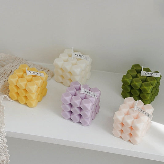 Diamond Cut Cube Decorative Candle