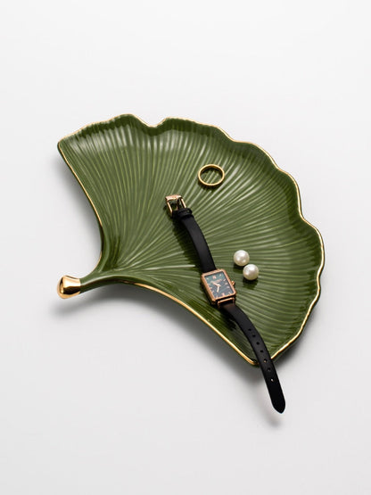 Gold Leaf Ceramic Catch All Tray