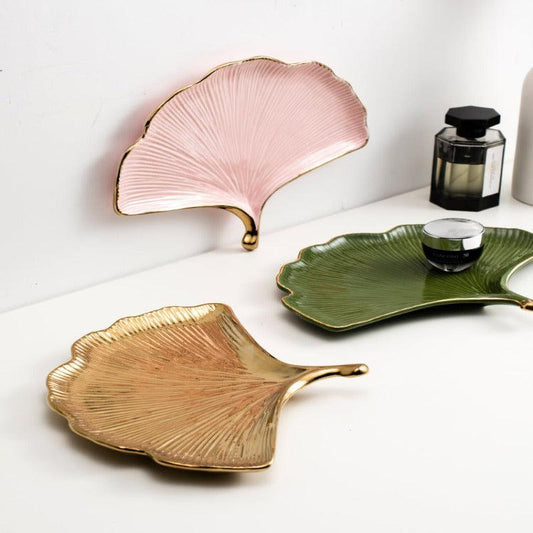 Gold Leaf Ceramic Catch All Tray