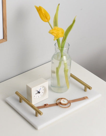 Golden Handle Marble Tray