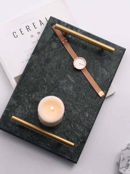 Golden Handle Marble Tray