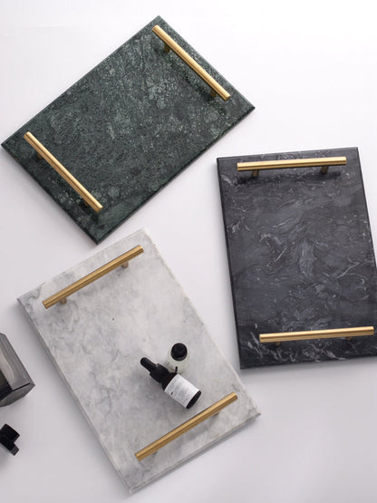 Golden Handle Marble Tray