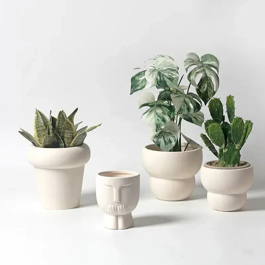 Hermes White Ceramic Potted Planter