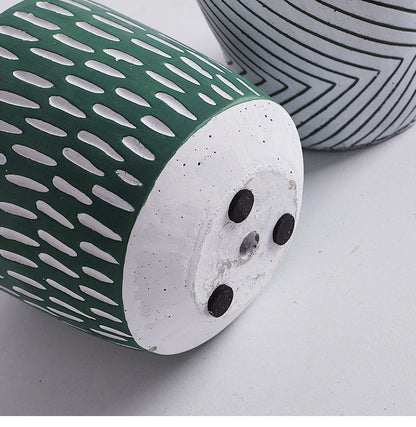 Imprint Painted Ceramic Planters