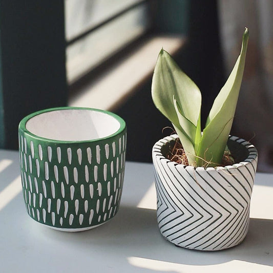 Imprint Painted Ceramic Planters