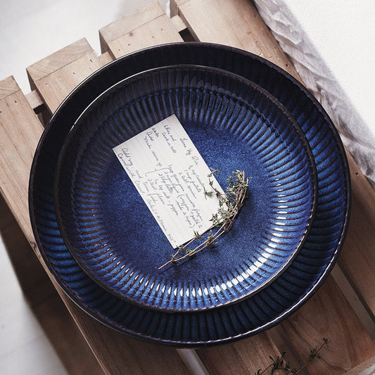 Indigo Stripe Ceramic Porcelain Bowls