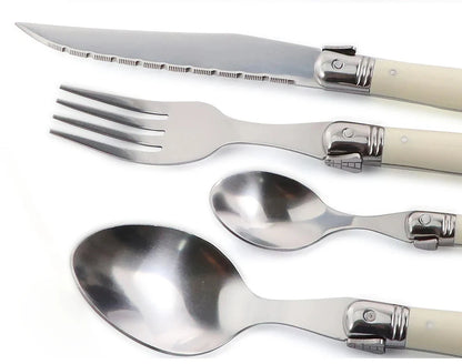 Ivory Laguiole Style Flatware Cutlery Set