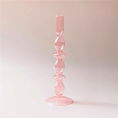 Jelly Pink Glass Candle Holders