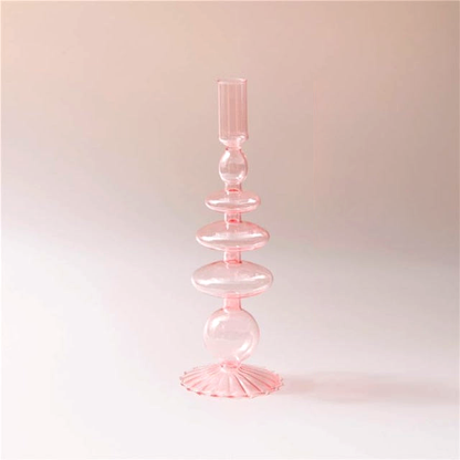 Jelly Pink Glass Candle Holders