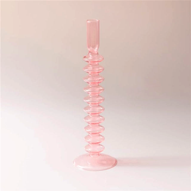 Jelly Pink Glass Candle Holders