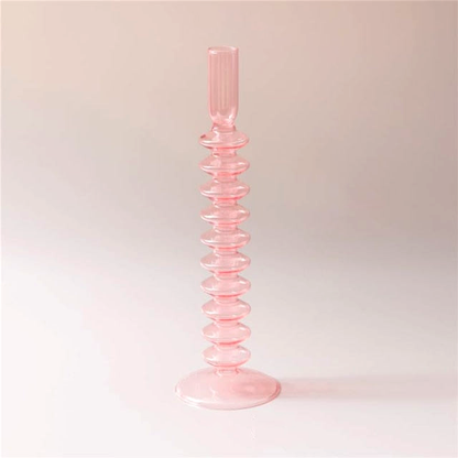 Jelly Pink Glass Candle Holders