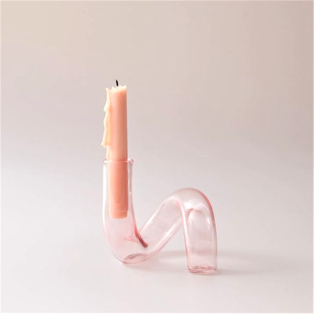 Jelly Pink Glass Candle Holders