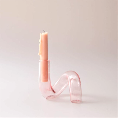 Jelly Pink Glass Candle Holders