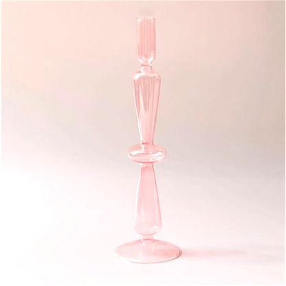 Jelly Pink Glass Candle Holders