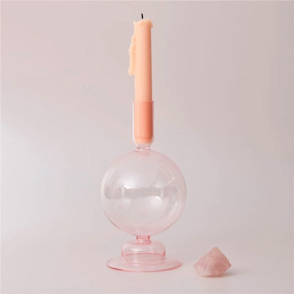 Jelly Pink Glass Candle Holders