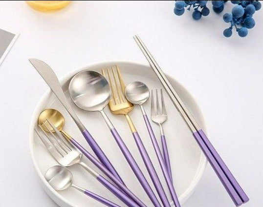 Lilac Gold Stainless Steel Flatware Set