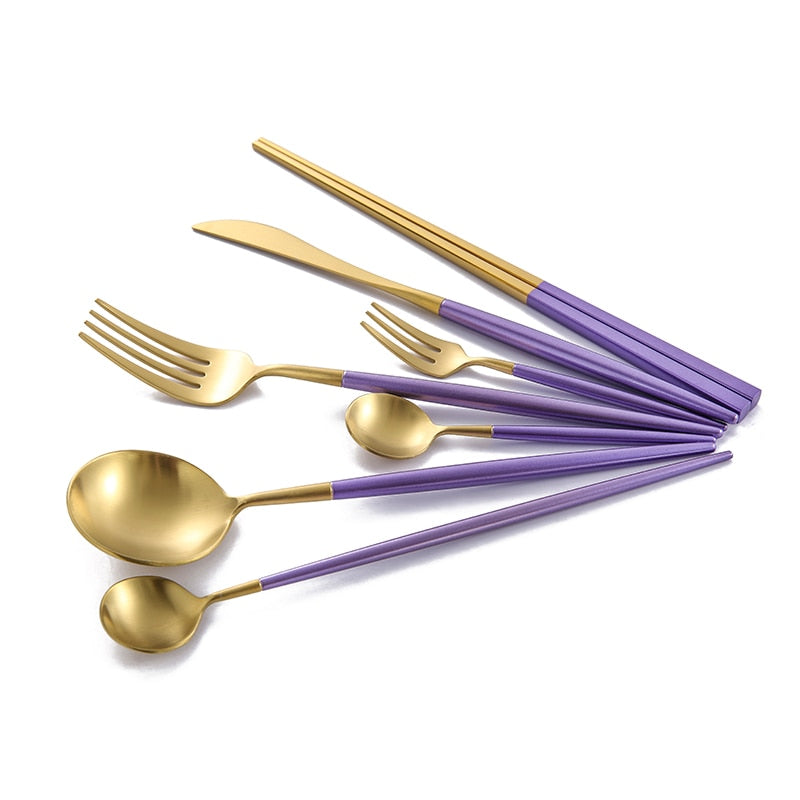 Lilac Gold Stainless Steel Flatware Set