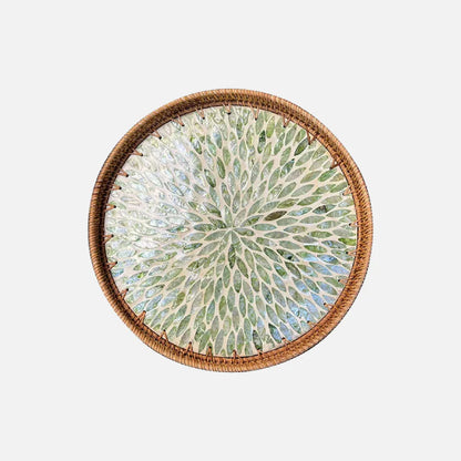 Lotus Leaf Rattan & Shell Fruit Basket Tray