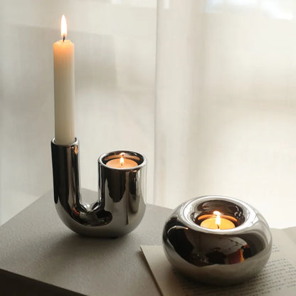 Luxury Electroplating Ceramic Candlestick