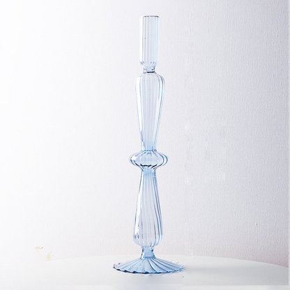 Macaroon Glass Ripple Candle Holders