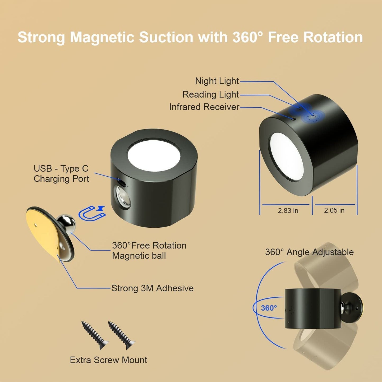 MagnoGlow LED Wall Lamp – Rechargeable, Detachable, Stick-On & Remote-Controlled