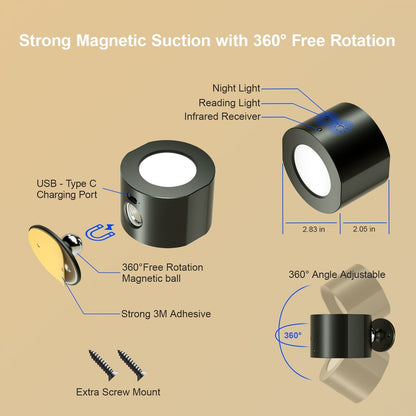 MagnoGlow LED Wall Lamp – Rechargeable, Detachable, Stick-On & Remote-Controlled