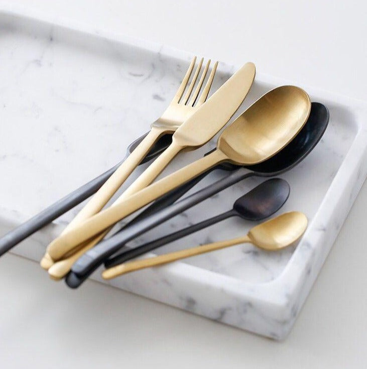 Onyx Black & Gold Stainless Steel Flatware Set