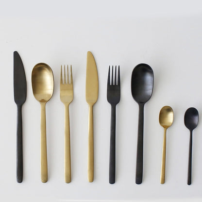 Onyx Black & Gold Stainless Steel Flatware Set