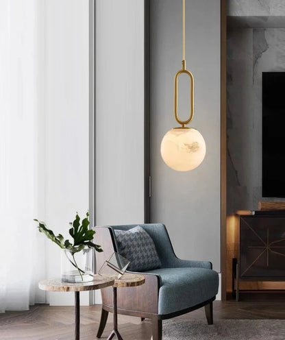 Orbit Glow Marble & Brass Pendant Light