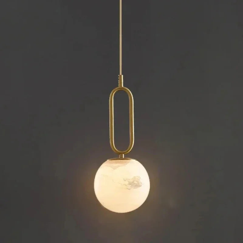 Orbit Glow Marble & Brass Pendant Light