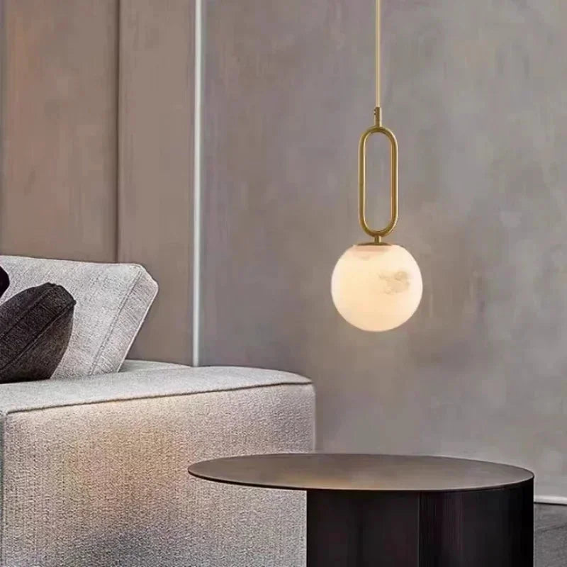 Orbit Glow Marble & Brass Pendant Light