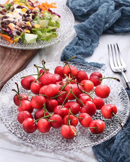 Rain-drop Embossed Glass Dinner Plates