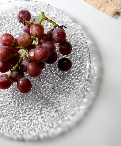 Rain-drop Embossed Glass Dinner Plates