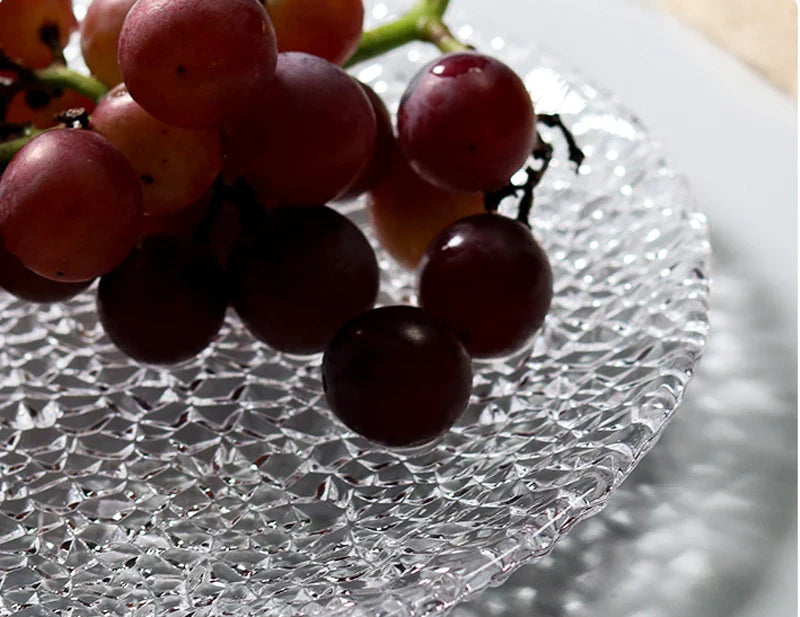 Rain-drop Embossed Glass Dinner Plates
