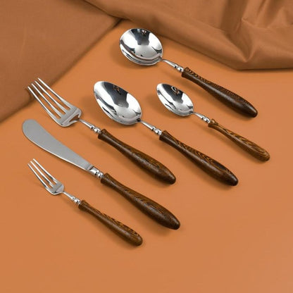 Retro Swirl Wood Flatware 4 Pc Set