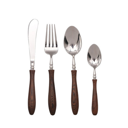 Retro Swirl Wood Flatware 4 Pc Set