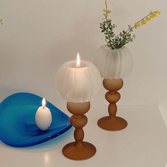 Retro Tulip Glass Candle Holder