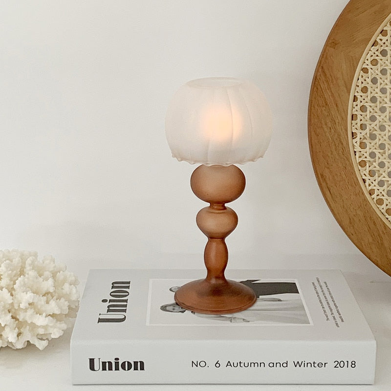 Retro Tulip Glass Candle Holder