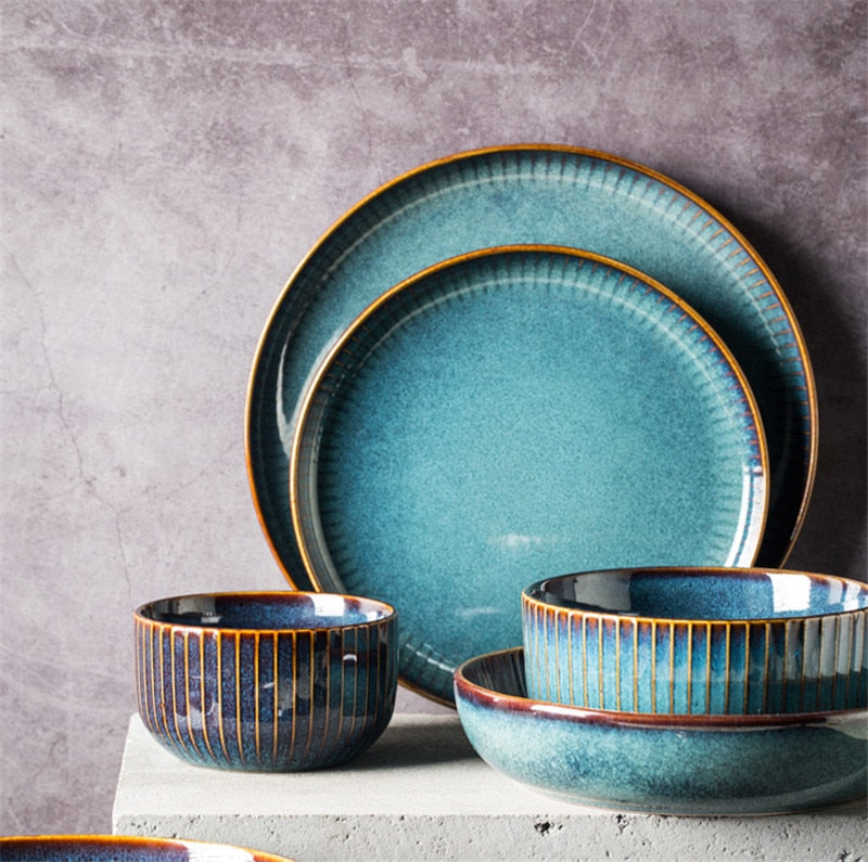 River Blue Ceramic Porcelain Dinnerware