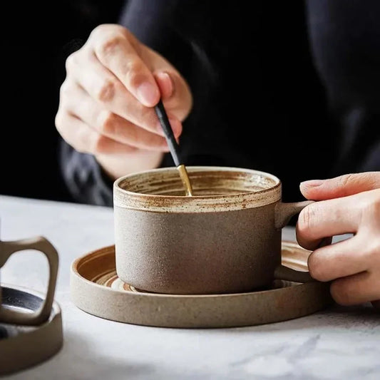 Rustic Claystone Coffee Cup Set