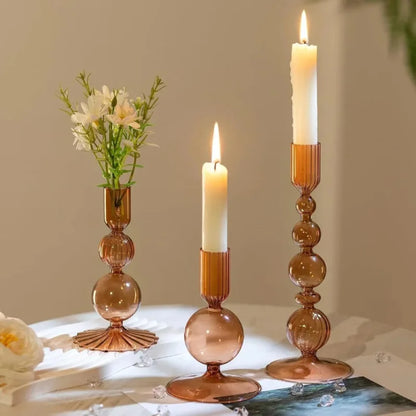 Amora Glow Glass Candle Holder Set