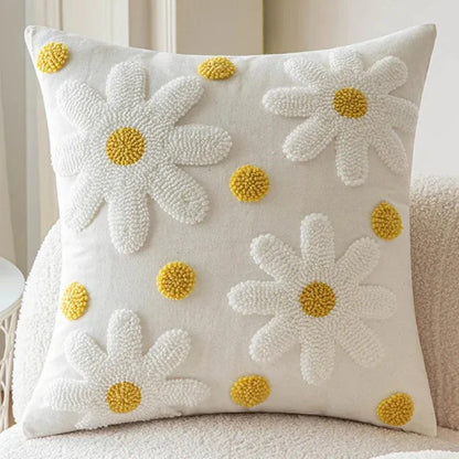 Sweet Daisy Embroidered Pillow