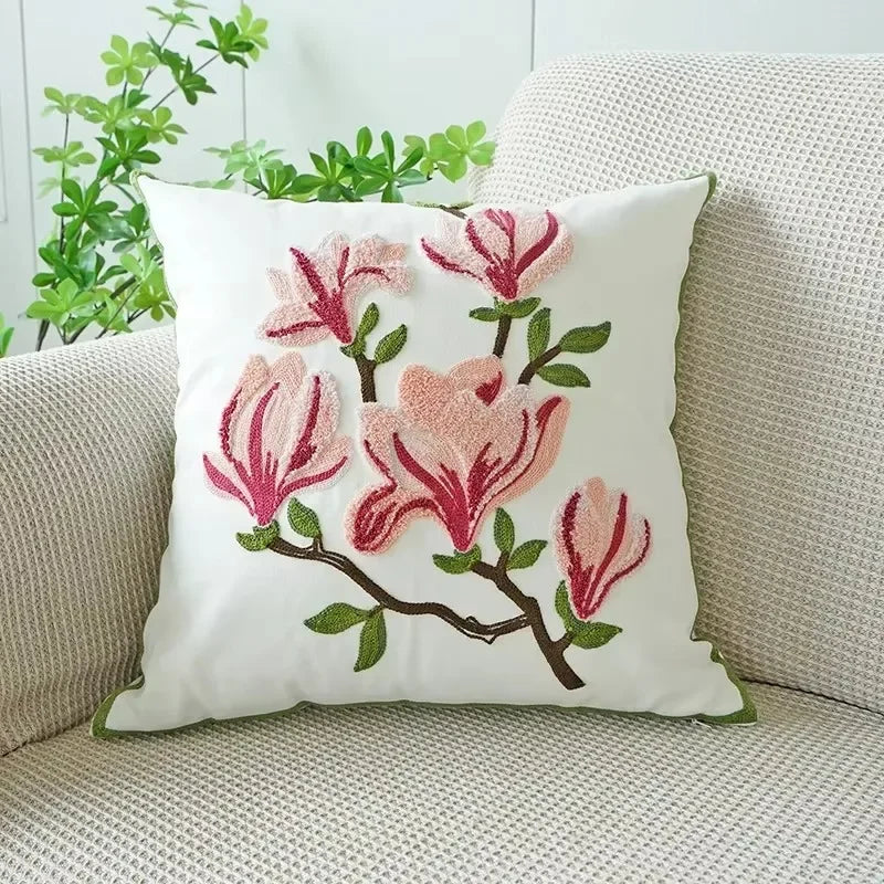 Sweet Daisy Embroidered Pillow