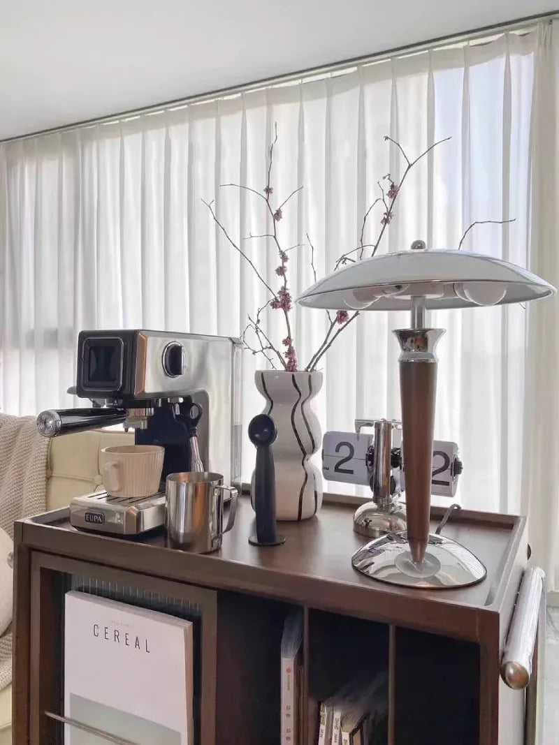 Polaris Wood & Chrome Desk Lamp