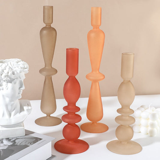Spice Frosted Glass Candle Holders